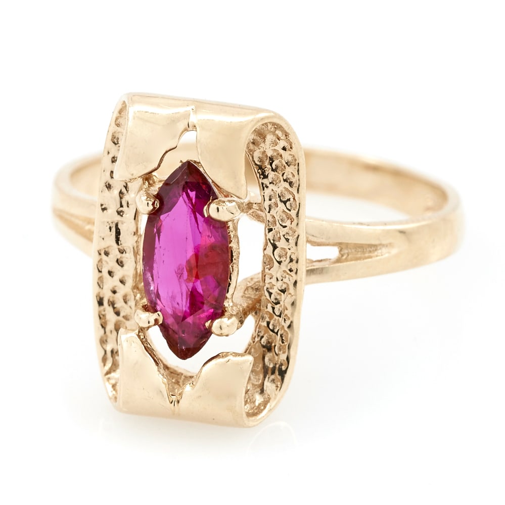 14k Yellow gold and marquise ruby ring (1 of 1)