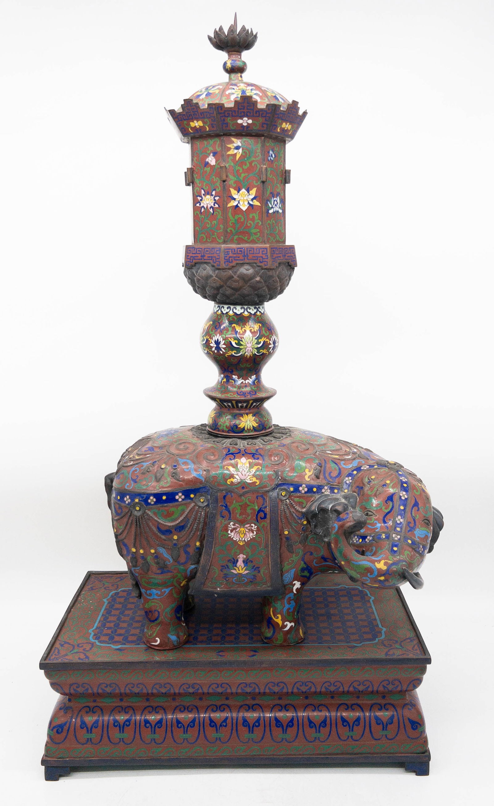 Monumental Chinese / Japanese Cloisonne Enamel Elephant Candlestick (1 of 15)