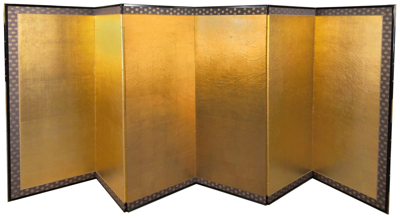 19th C. Japanese 6 Panel Byobu Gold Leaf Screen (1 of 11)