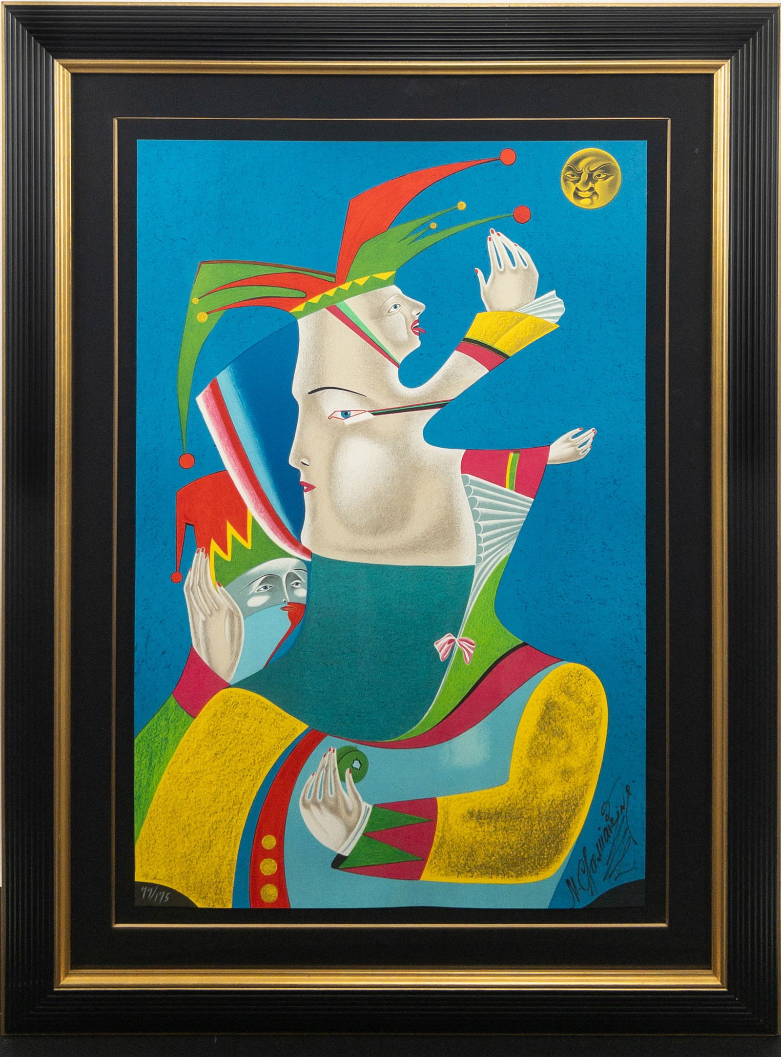 Mihail Chemiakin Limited Edition Lithograph: Mihail Chemiakin (Russian, b. 1943) Limited Edition Lithograph. Titled verso "Hommage to Nijinsky II". Signed lower right and numbered lower left 77/175. Measures appx 29 1/2" x 19 1/2" viewed and 40"