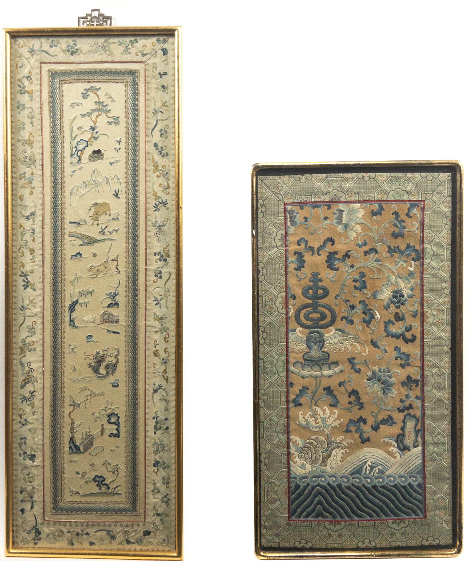 Two Early Chinese Embroidered Textile Panels (1 of 5)