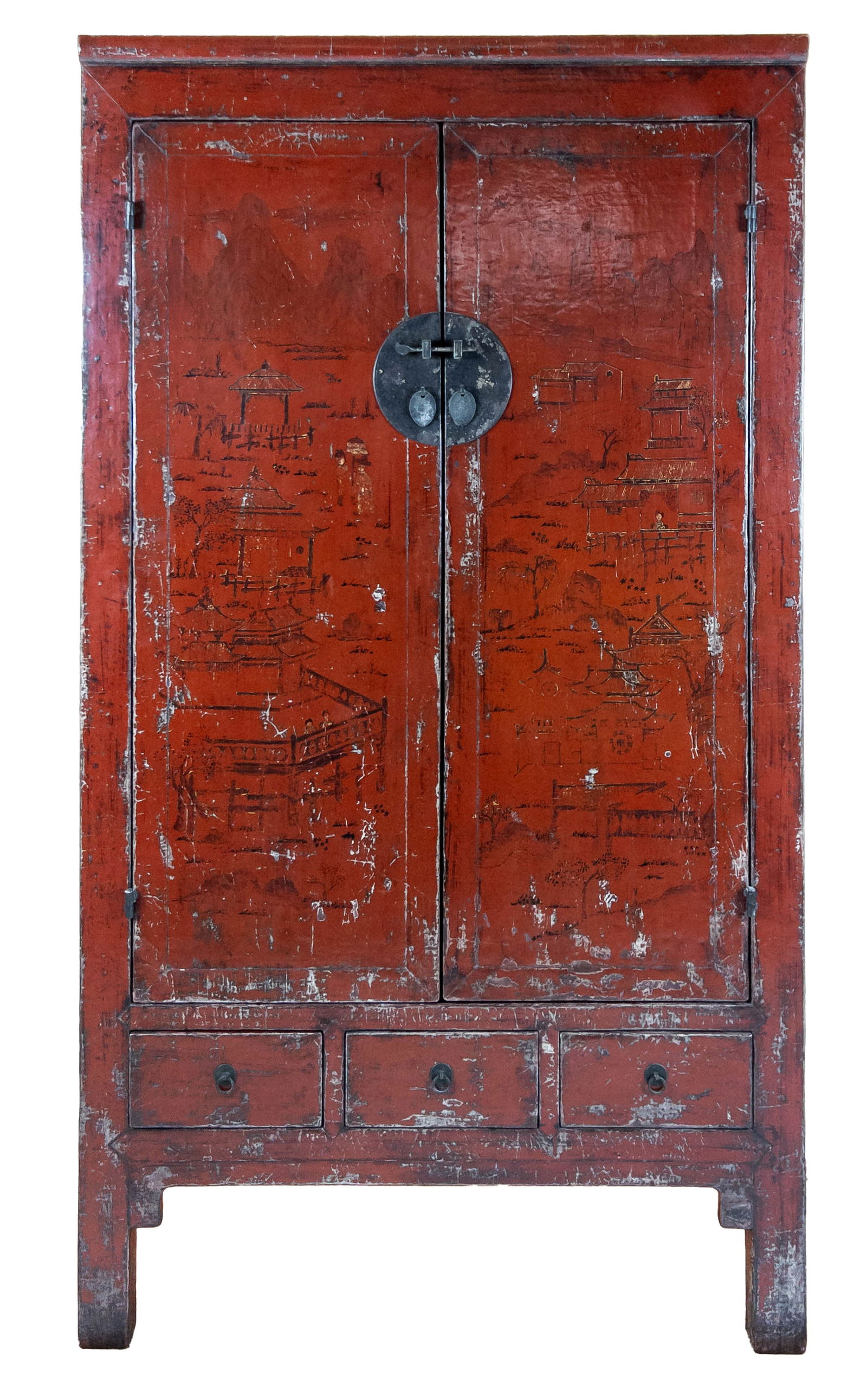 Chinese Painted Wood Wardrobe, circa 19th C. (1 of 5)