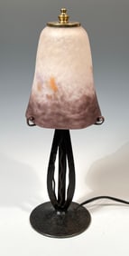 Signed Degue Art Deco Mottled Glass Lamp