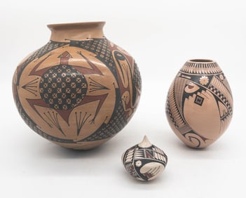 3pc Mata Ortiz Pottery, Ledezma & Silveira