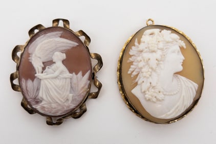 Grouping of two cameos, Dionysus and Hebe