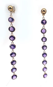 14k Gold & Amethyst Dangle Earrings