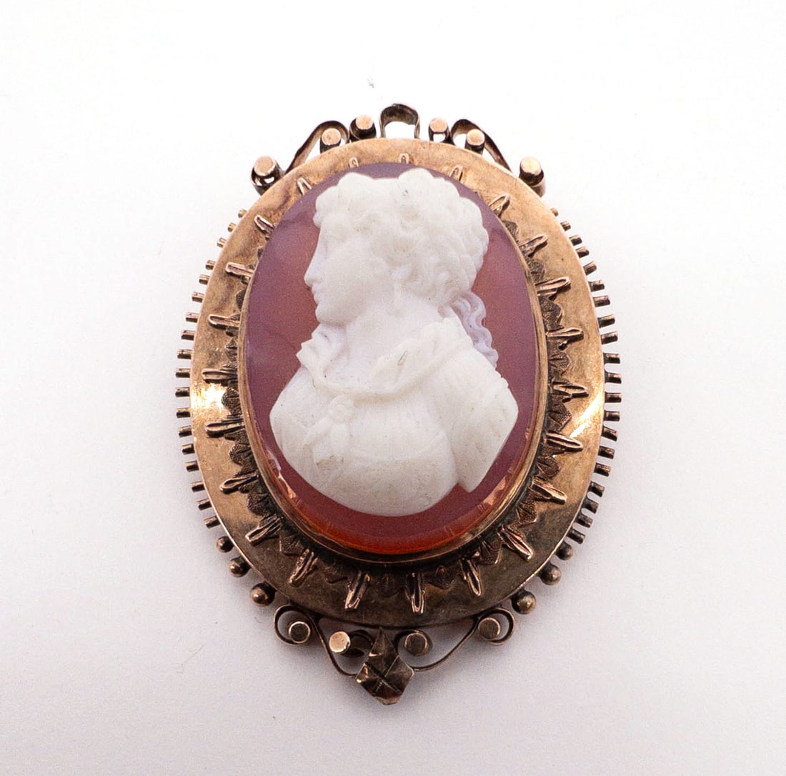 14k gold hard stone cameo brooch (1 of 3)