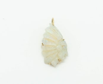 Carved Opal Indian Chief Head Portrait Necklace Pendant
