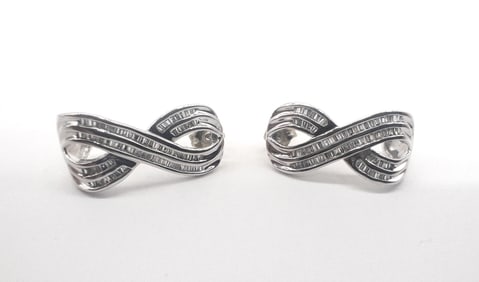 10k White Gold "Infinity" Earrings w/ Channel Set Diamonds