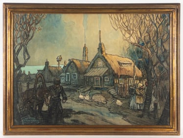 Daniel Sayre Groesbeck Russian Scene Mixed Media