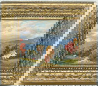 Gilbert Smith ''Autumn in Shaftsbury Vermont" Oil on Board.