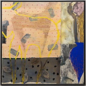 Kim Chang-Ho "Leaves & Horse" Mixed Media Painting