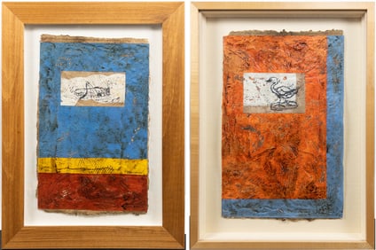 Two (2) Pierre Brisson Oil Mixed Media Abstracts On Paper