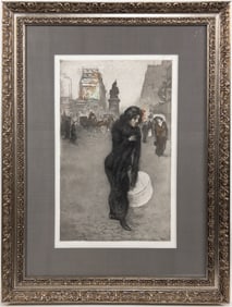 1907 Manuel Robbe, "Femme Fatale" Color Aquatint