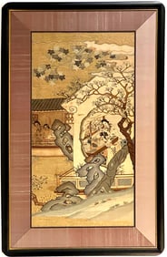 Kesi cut silk Chinese tapestry with gold thread