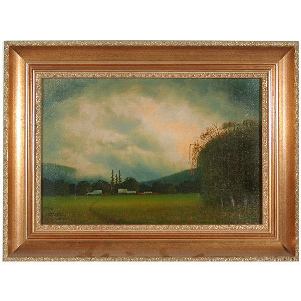 James Everett Stuart(1852-1941), Oil Painting: James Everett Stuart(American, 1852-1941), "Near Alma Cal", oil on canvas, signed "JE Stuart July 10, 1934 3935", titled dated and signed on reverse, 12" x 18" plus frame, very good original condition