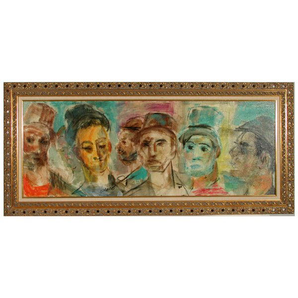 Pascal Cucaro (1915-2004), Oil Painting: Pascal Cucaro (Californian 1915-2004), Heads, oil on canvas, signed "Cucaro" lower center, Cory Gallery stamp on reverse, 20" x 52" plus frame, very good original condition.