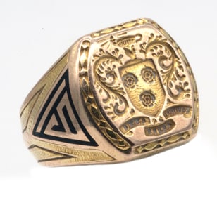 14k Yellow Gold Wax Seal Family Crest / Signet Ring
