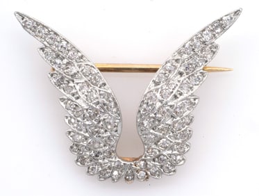 14k White Gold Theodore B. Starr Diamond Pin In Wing Motif