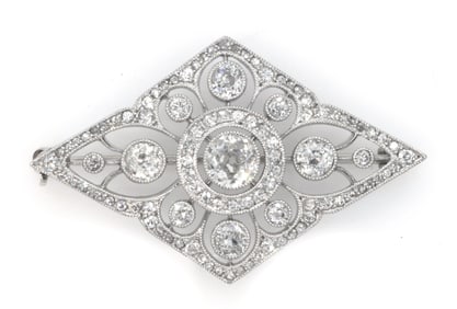 14k White Gold and Diamond Brooch