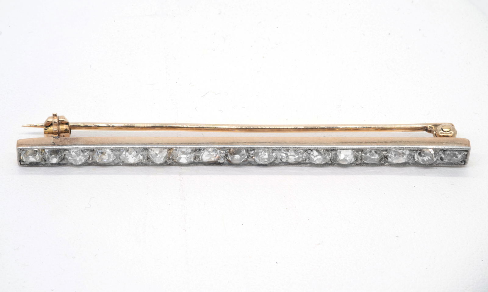 14K Yellow Gold & Diamond Bar Pin (1 of 2)