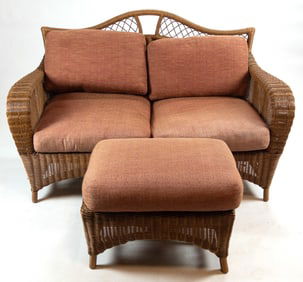 Ficks Reed Wicker Love Seat With Matching Ottoman