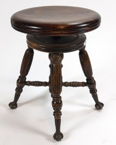 Victorian Claw Foot Piano Stool on Glass Ball Feet