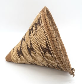 Maidu California Native American Twined Cone Burden Basket