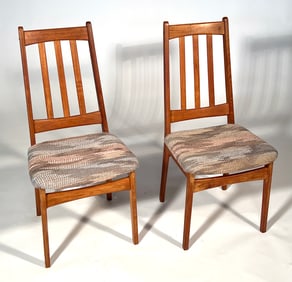 Pair of Mid Century Modern Teak Straight Back Chairs