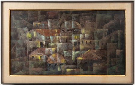 Modern City Scape Oil On Canvas Painting by Stinski