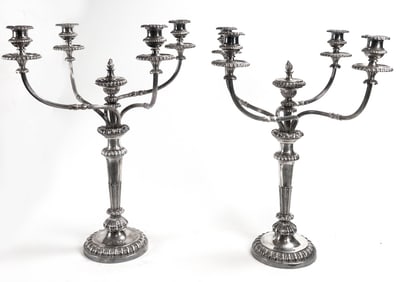 Pair of Monumental Matthew Boulton Sheffield SIlverplate Candelabra