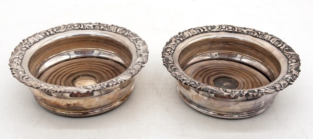 Pair of English Silver plate Wine Coasters