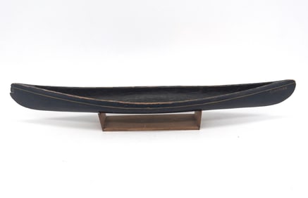 Carved Wooden Model Canoe On Stand, Named "CHRISTINE"