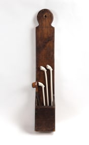 Early American Pine Hanging Pipe Box Holder & Pipes