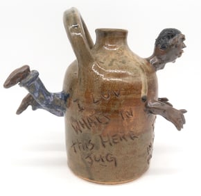 Rare Southern Folk Pottery Black Man Trapped In Jug