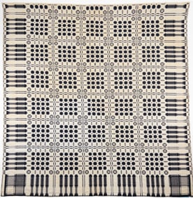 19th C. American Dark Blue and White Coverlet