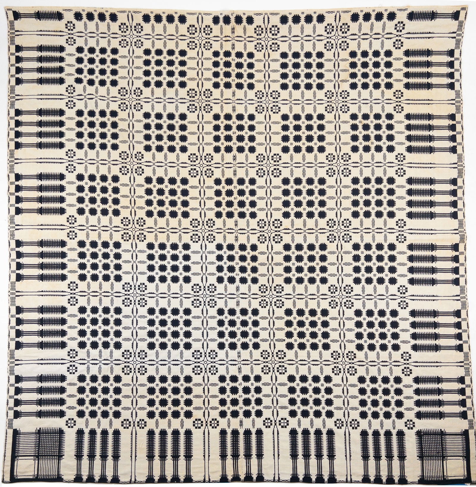 19th C. American Dark Blue and White Coverlet (1 of 4)