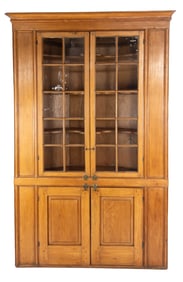 American 18th/19th c. Pine Corner China Cabinet