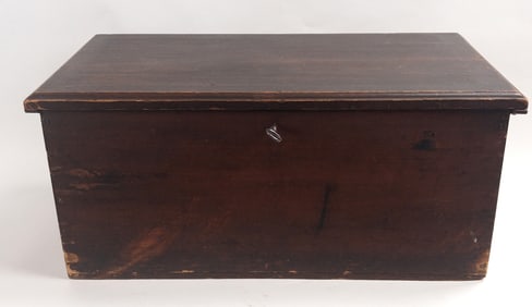 Early American Lift Top Box With Wrought Iron Handles