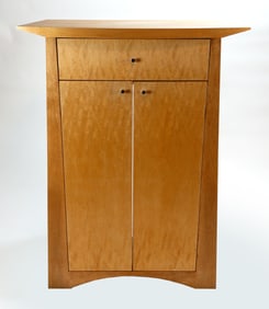 Mid-century Modern Birdseye Maple Two Door Tapered Cabinet