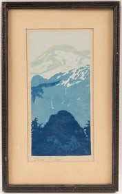 Waldo Chase Blue Mountain Woodblock Print