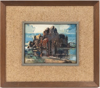 Painting of Rocks and Shore, Joshua Meador