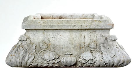 19th c Carved stone planter, 33"w