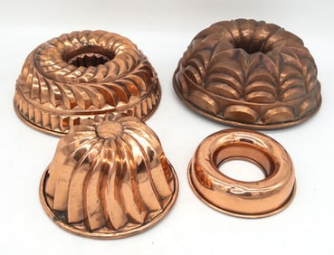 Lot of 4 Copper Cake Molds