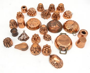 Lot of 26 Figural Copper Food Molds: Jelly, Pudding, or Chocolate