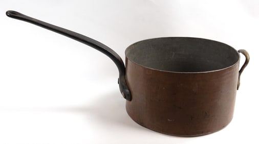 Monumental Copper Cooking Pot Signed D.R N. 36