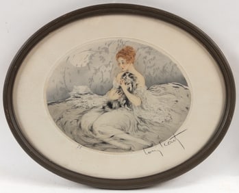 Louis Icart "Contentment" Signed Etching, 1922