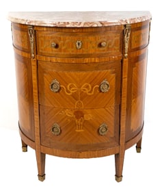 Demilune French Style Inlaid Cabinet
