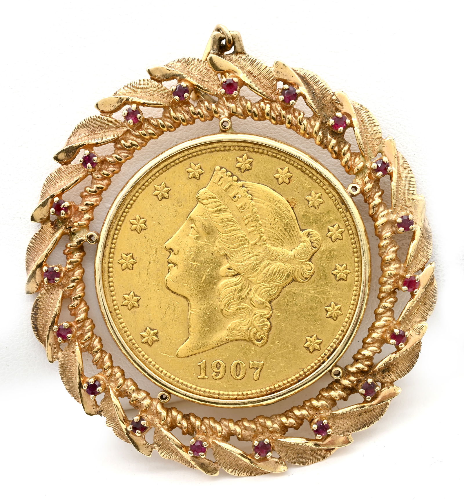 1907 Liberty Double Eagle Twenty Dollar Coin in Frame