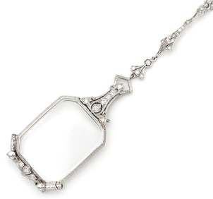 Tiffany & Co. Diamond & Platinum Lorgnette on 18k Diamond Chain